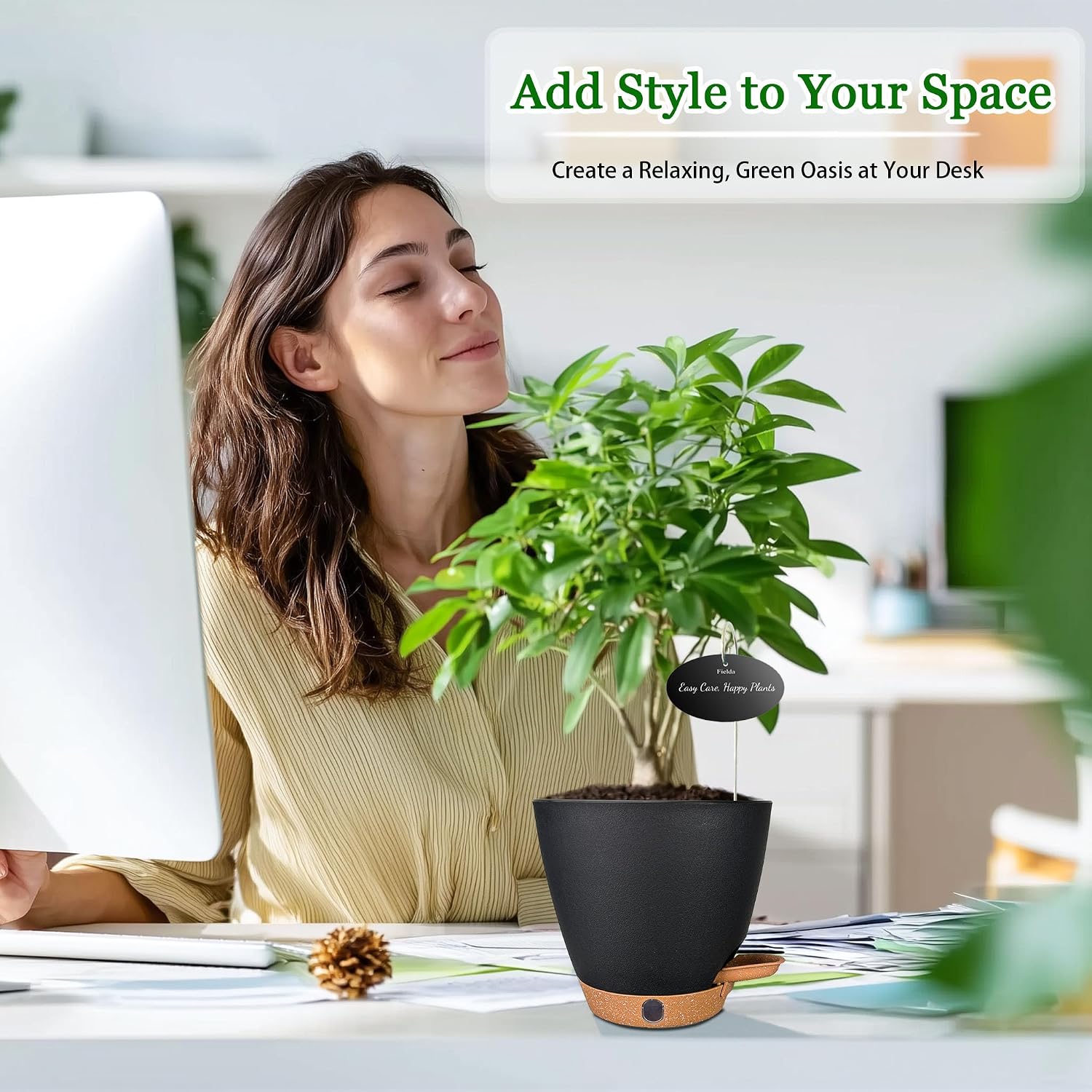 Five-Pack Black Self-Watering Pots