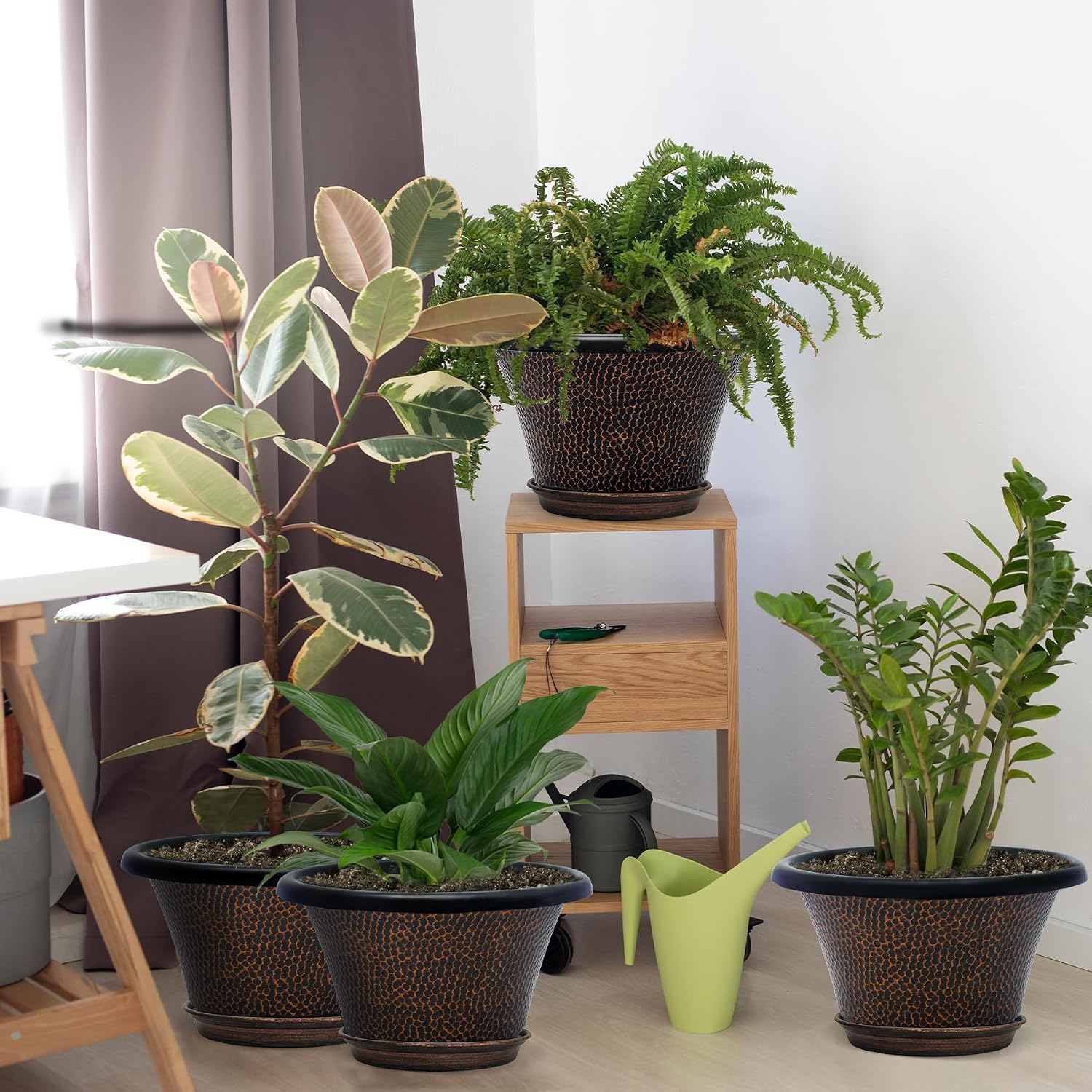 Four-Pack Textured Outdoor Planters