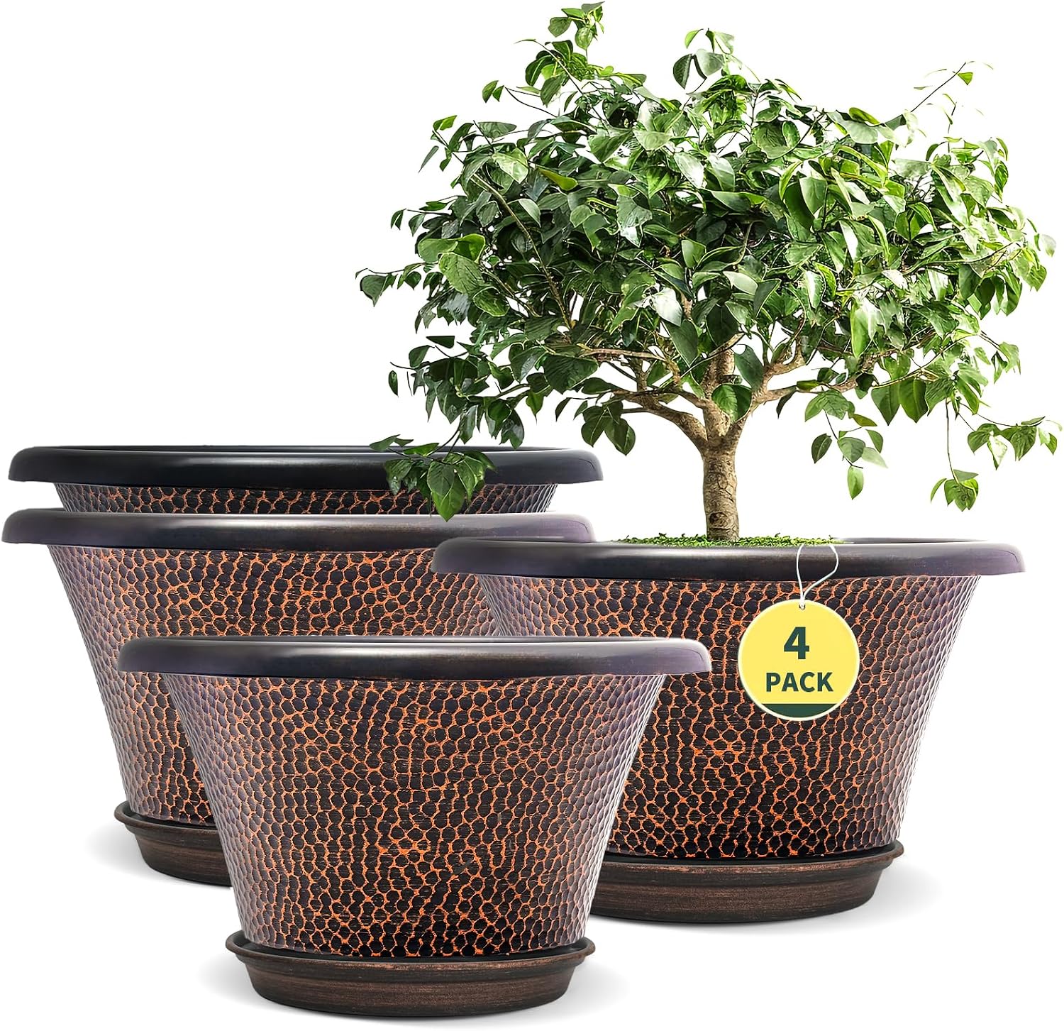 Four-Pack Textured Outdoor Planters