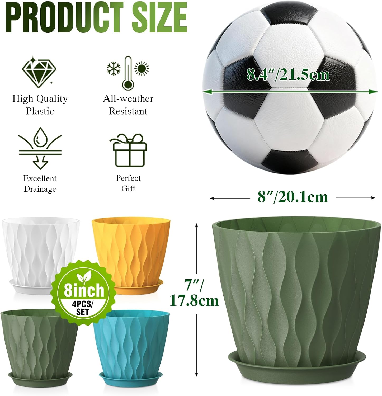 Four-Piece Wavy Texture Planter Set