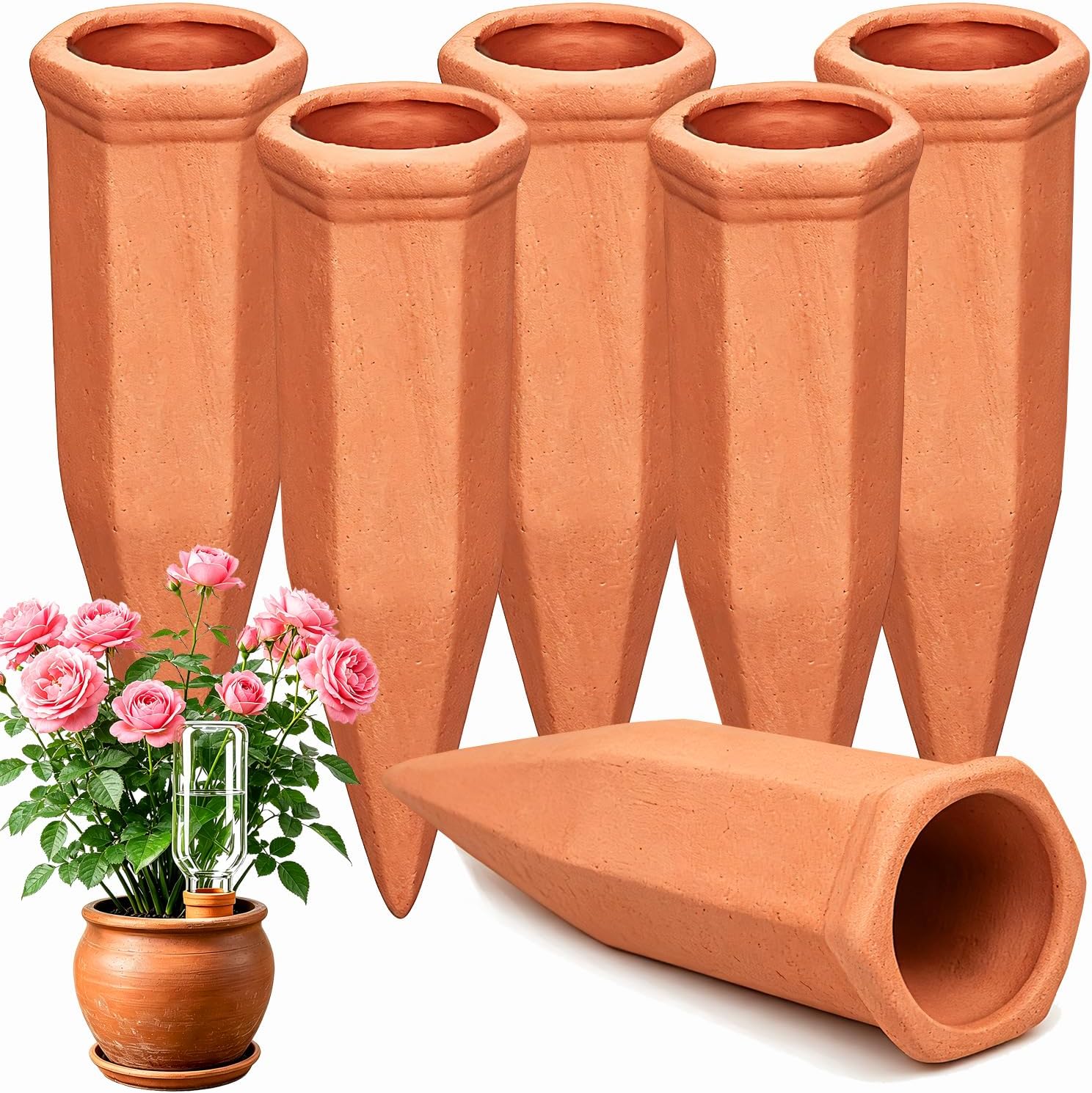 Six-Piece Terracotta Watering Spikes