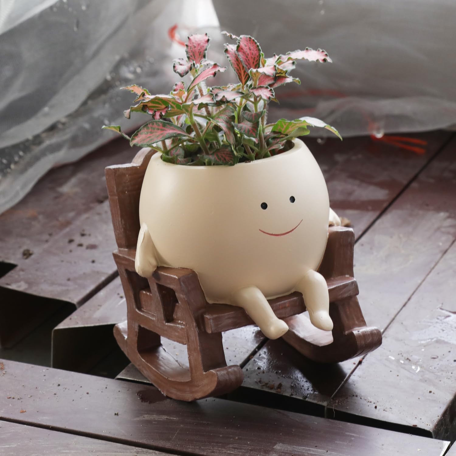 Smiling Face Resin Planter