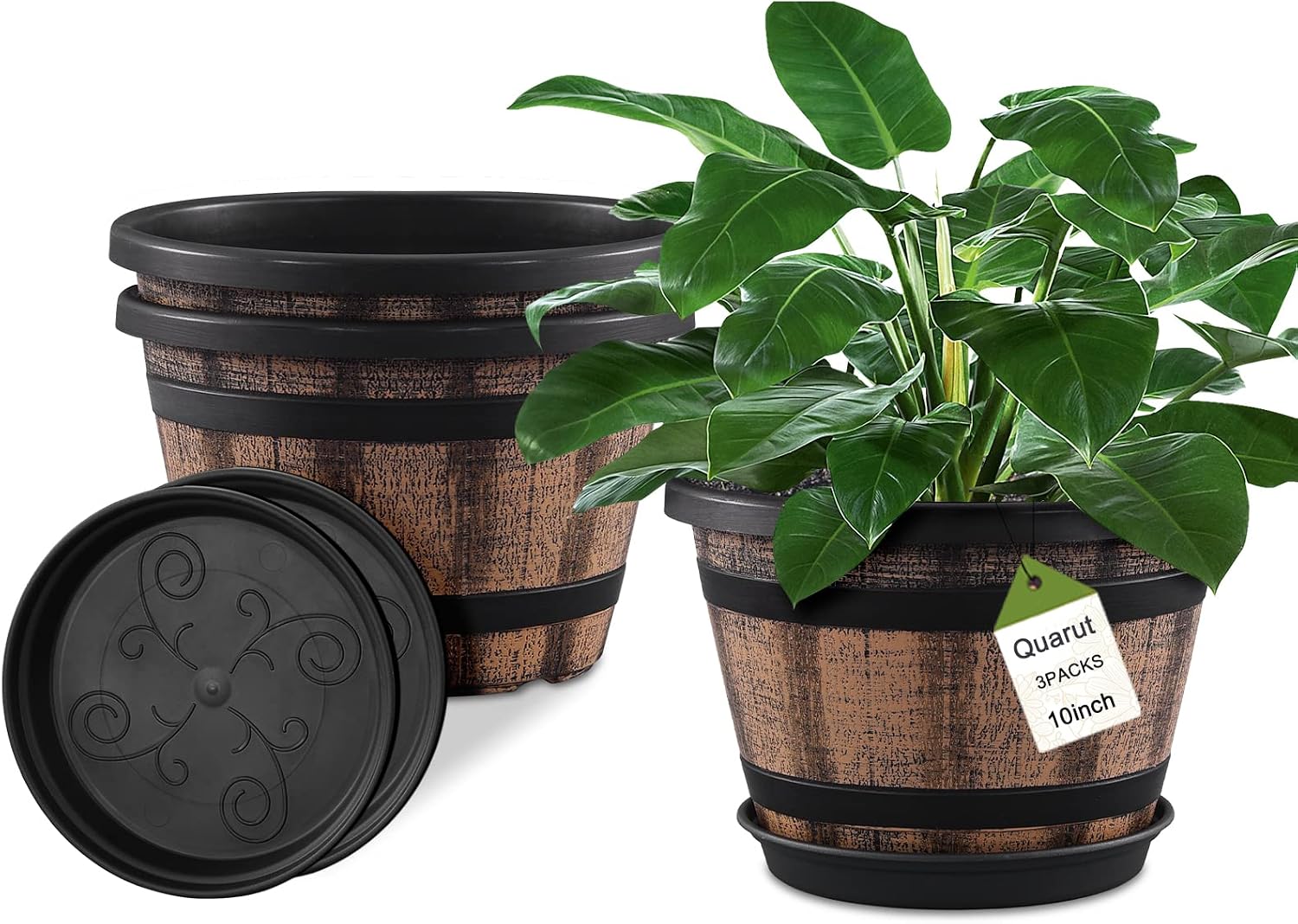 Three-Piece Barrel-Style Planter Set