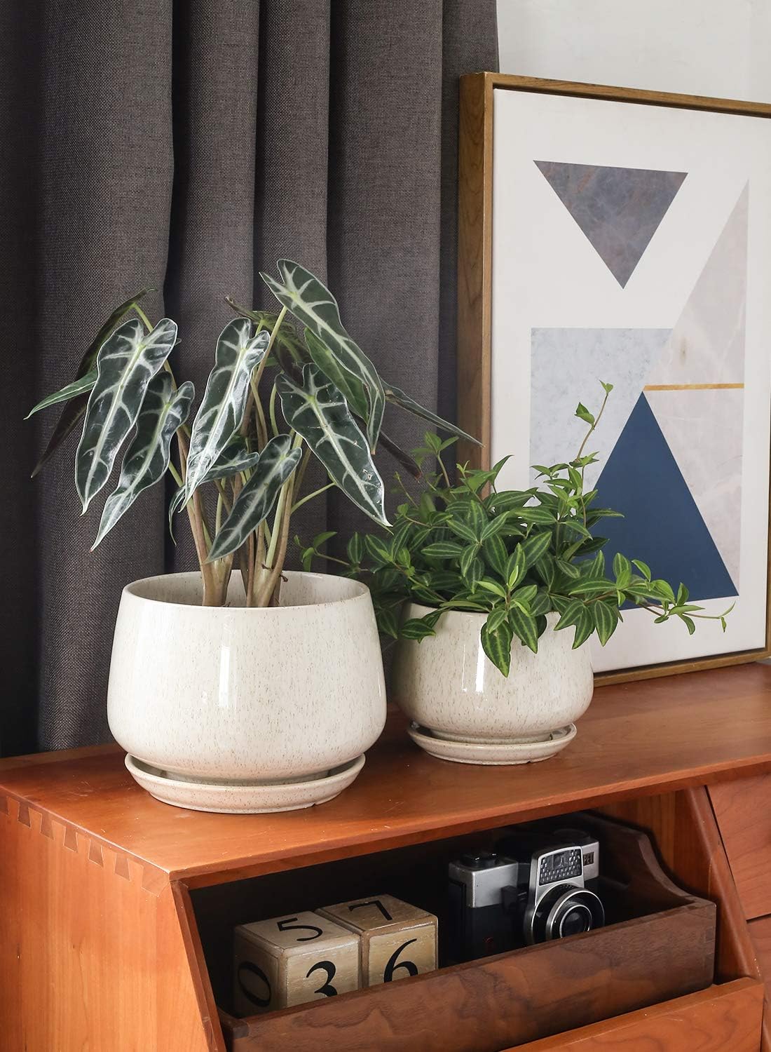 Three-Piece Reactive Glaze Planter Set