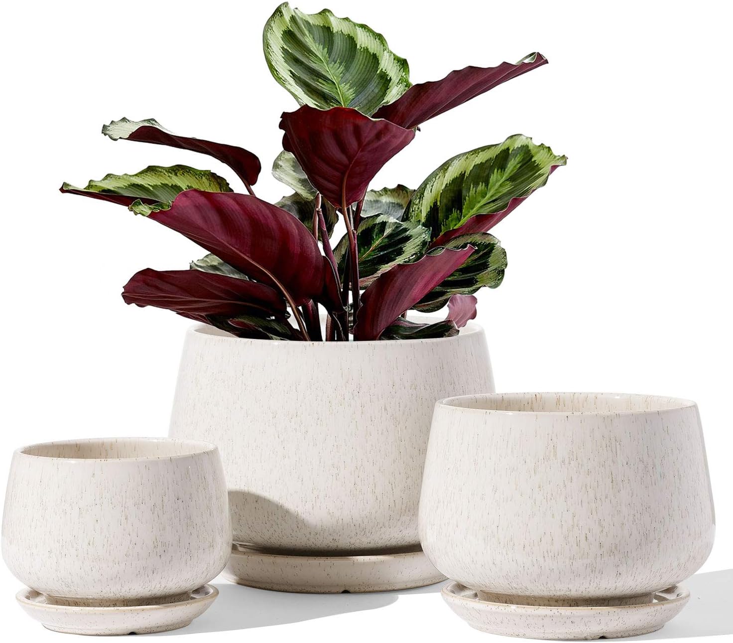 Three-Piece Reactive Glaze Planter Set
