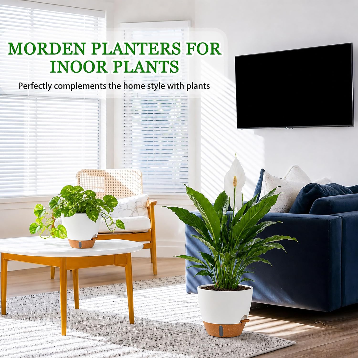 Three-Piece White Self-Watering Planter Set 2