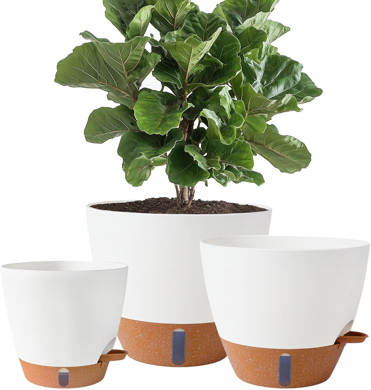 Three-Piece White Self-Watering Planter Set 2