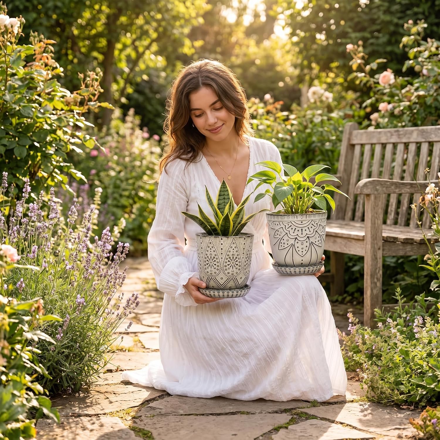 Two-Piece Ceramic Planter Set