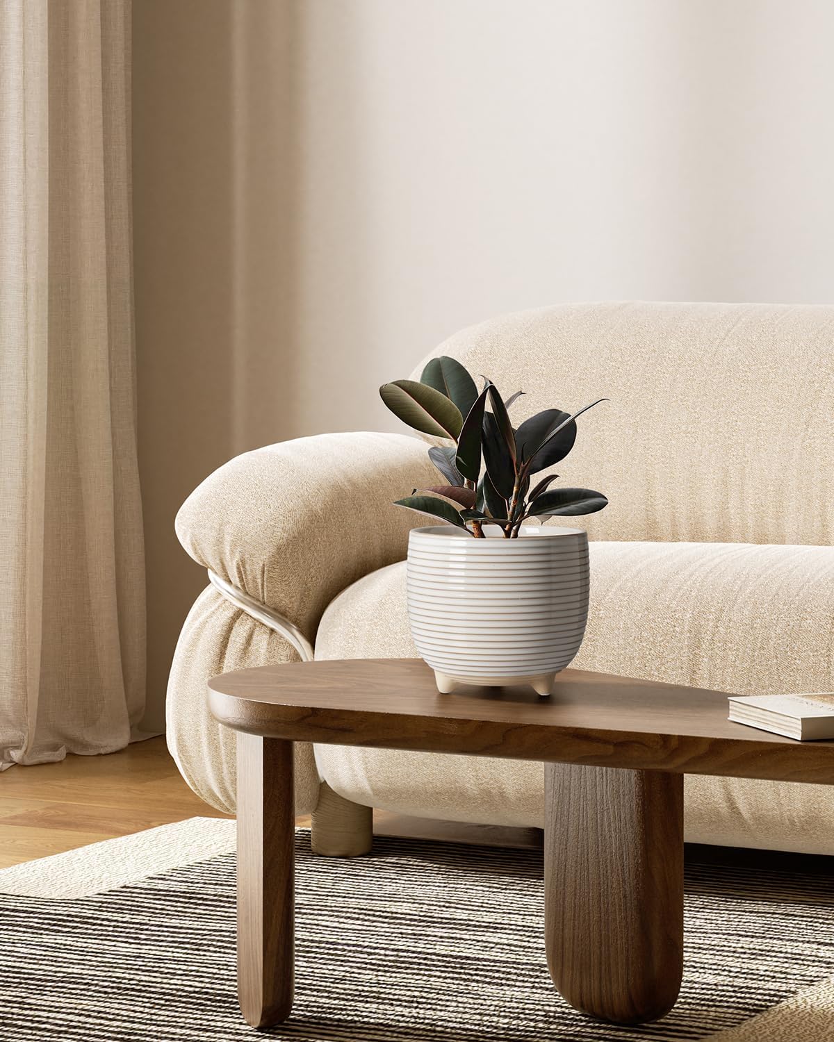Two-Piece Footed Ceramic Planter Set