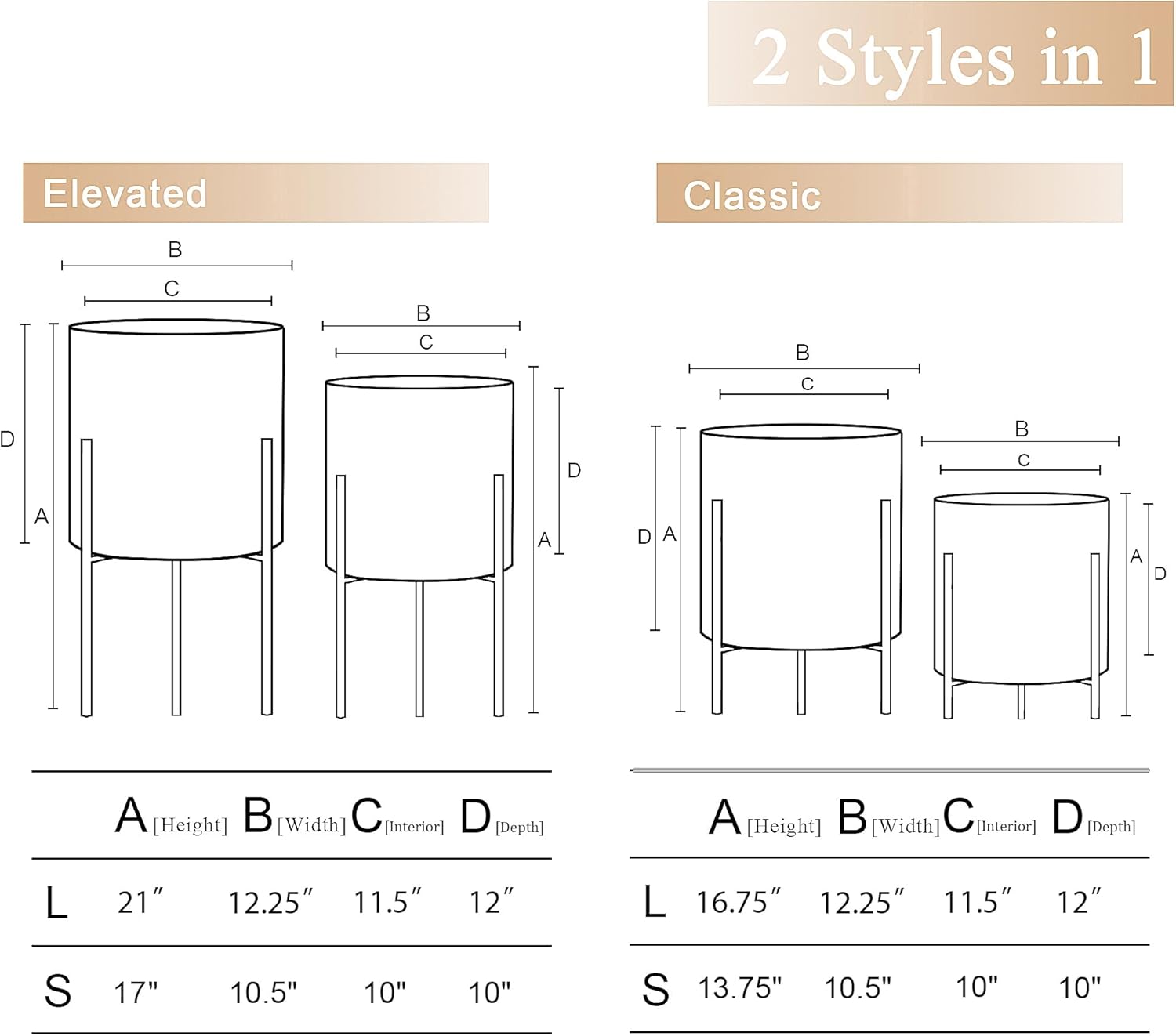 Two-Piece White Planter Set with Stands