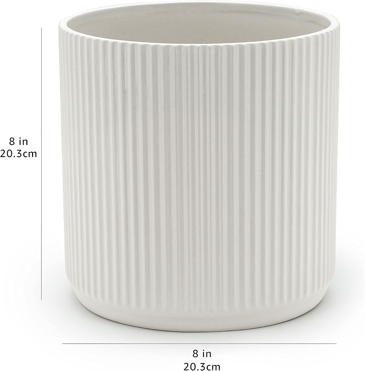 White Round Fluted Ceramic Planter